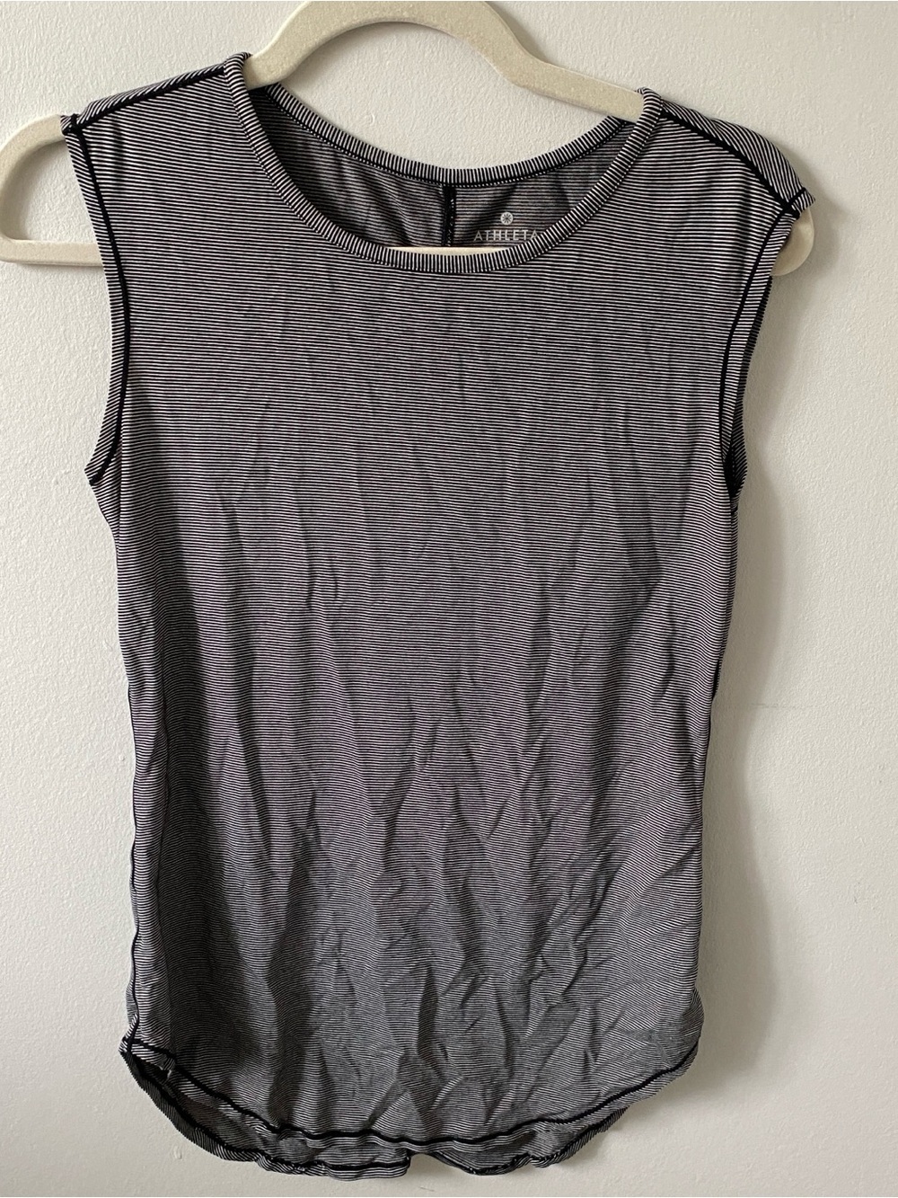 Athleta Black & White Striped Long Sleeveless Tank Top XXS (fits XS)